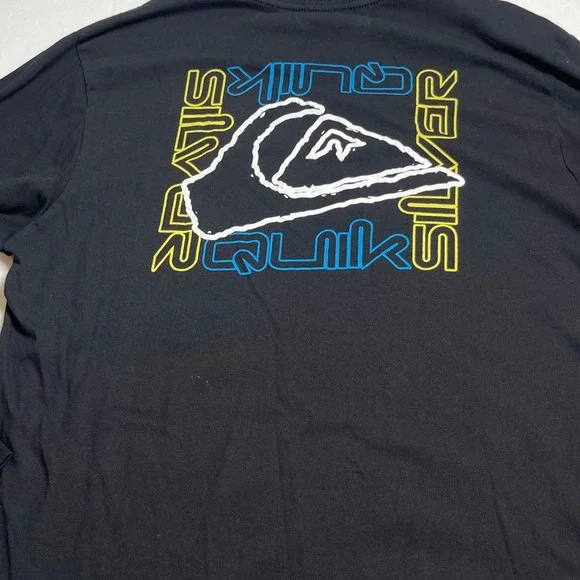 Quiksilver Mens Long Sleeve T Shirt Black Graphic Logo Cotton Surf Skate Size L - Picture 4 of 6